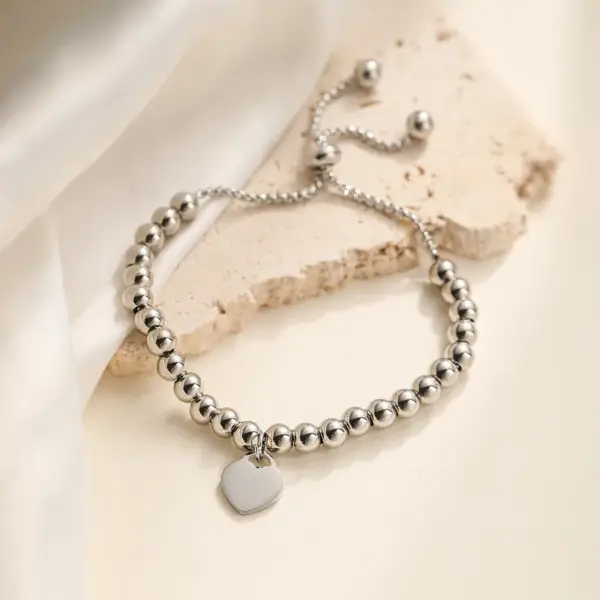 Wholesale Retro Simple Style Heart Shape 304 Stainless Steel Ball Chain Bracelets In Bulk
