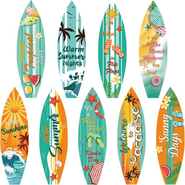Wholesale Summer Surfboard Beach Sign Hollow Paper Wall Decoration Hawaiian Party Splies Tropical Bar Sign Pendant