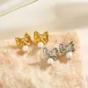 Wholesale 1 Pair Ig Style Sweet Bow Knot Plating Inlay Titanium Steel Pearl Earrings