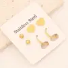 1 Set Commute Star Heart Shape Plating Stainless Steel 18K Gold Plated Earrings Ear Studs