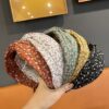 Wholesale Korean Style Retro Cross-Knotted Headband Fabric Floral Wide-Brimmed Headband Women's Pressed Hairpin Headband Elegant Hair Bundle Headband