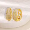 Wholesale Elegant Copper Plated 18K Gold Zirconia Embedded Earrings Women's Fashion Jewelry Non-Fading Geometric Pattern Hoop Earrings