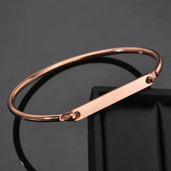 Wholesale PVD Coated Real Gold Plated 18K Customization Laser Engraving Solid Color 304 Stainless Steel Simple Style Waterproof Non Tarnish Bangle