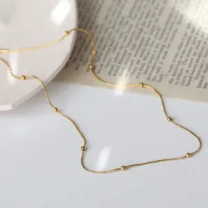 Wholesale 304 Stainless Steel Solid Color PVD Coated 18K Gold Plated Real Gold Plated IG Style Simple Style Waterproof Non Tarnish Plating Gold Necklace