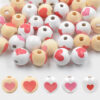 oly-fb562ae0345d66ae2659f6d101723ac2 Wholesale Valentine's Day Series: Wooden Printed Peach Heart Beads
