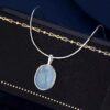 Wholesale S925 Aquamarine Pendant Sterling Silver Necklace Women's High-End Non-Fading Summer Ins Versatile Accessible Luxury Niche Jewelry