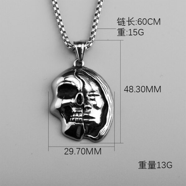 oly-fb59c77955546ab41b17c4acaea5cd7b Wholesale stainless steel jewelry hip hop punk trend face skull double-sided pendant necklace