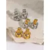 Wholesale 304 Stainless Steel Geometric Solid Color PVD Coated 18K Real Gold Plated Real Gold Plated 18K Gold IG Style Waterproof Non Tarnish Plating Gold Drop Earrings