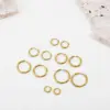 201 Stainless Steel Solid Color Water Plating 18K Real Gold Plated Simple Style Plating Hoop Earrings