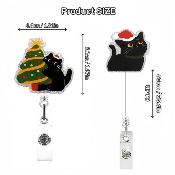 Wholesale Forest-themed Black Cat Christmas Gift Creative Retractable Badge Clip Easy-Pull Buckle