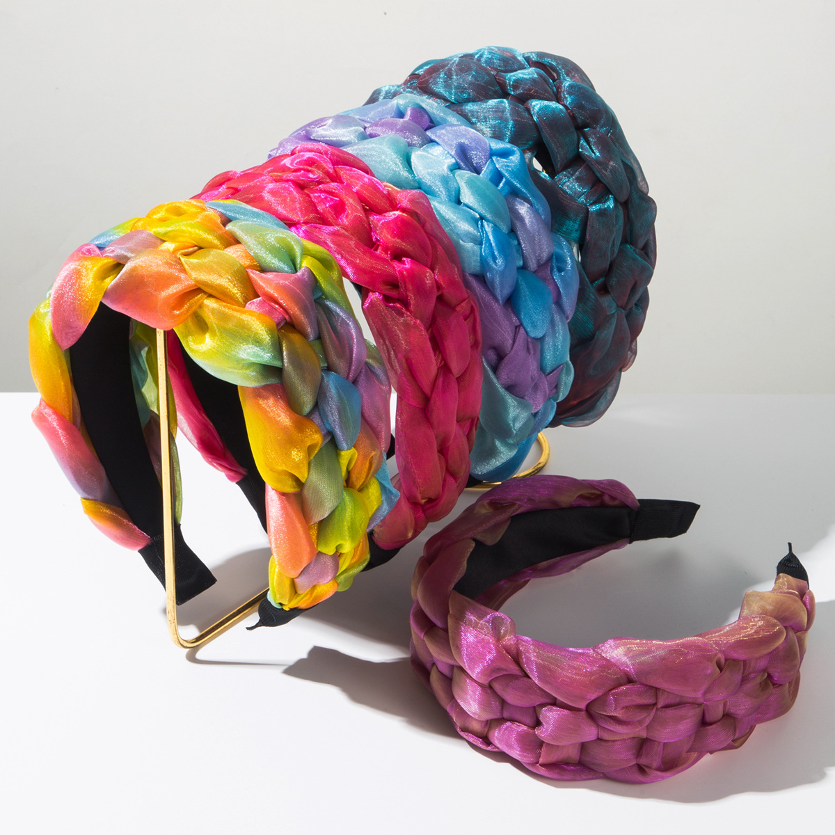 Wholesale Korean-style new fashion wide-brimmed woven braided hair hoop all-match fabric high-grade hair aessories face small hair clip headess