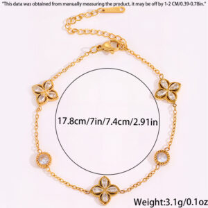 White diamond four leaf clover bracelet