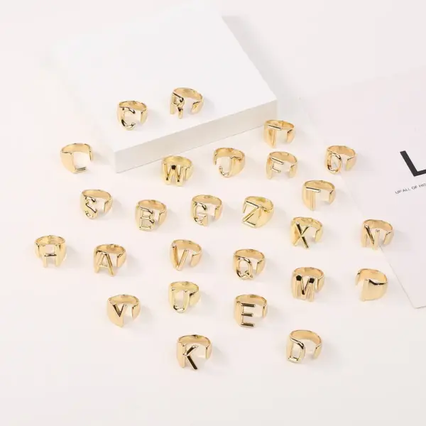 Fashion New Style Copper 26 English Letter Ring