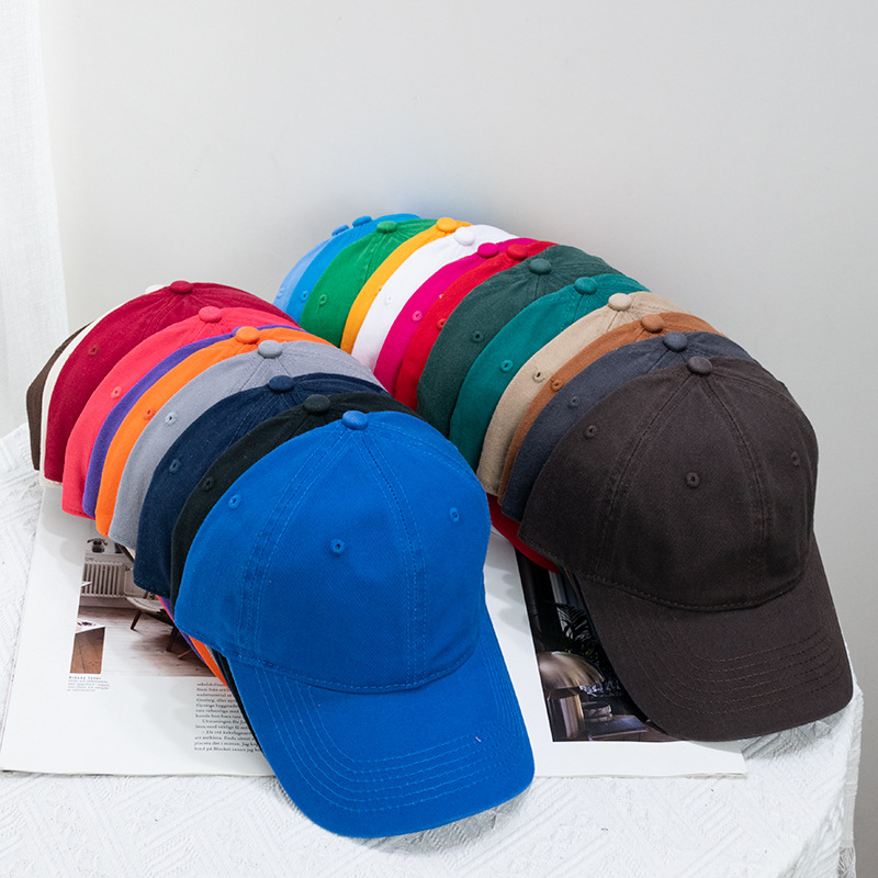 Wholesale Japanese-style Washed Solid Color Street Good Quality Cap Men's and Women's Korean-style Soft Top All-match Curved Eave Cap Baseball Cap Cot