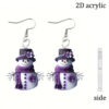 Wholesale Purple Christmas Snowman Acrylic Earrings