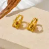 Wholesale 304 Stainless Steel Solid Color PVD Coated 18K Real Gold Plated 18K Gold Simple Style Commute Waterproof Non Tarnish Plating Hoop Earrings
