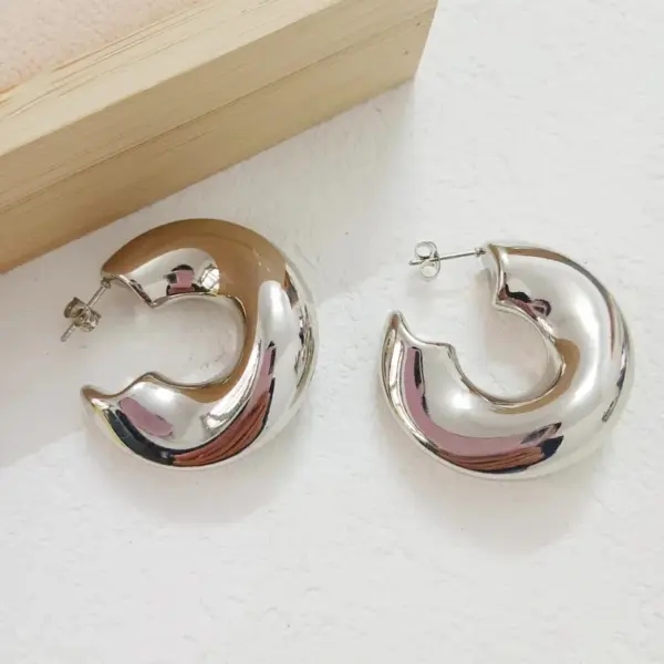 PVD Coated 18K Gold Plated Real Gold Plated C Shape 304 Stainless Steel IG Style Simple Style Waterproof Non Tarnish Ear Studs