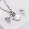 Wholesale PVD Coated 18K Gold Plated Heart 304 Stainless Steel Fashion Waterproof Non Tarnish 304 Stainless Steel Earrings Necklace