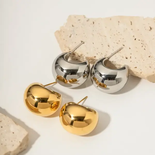 Wholesale 1 Pair INS Style Streetwear C Shape Plating 304 Stainless Steel Ear Studs
