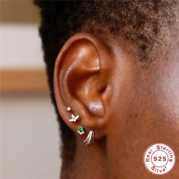 Wholesale 1 Piece Ear Cartilage Rings & Studs Fashion Geometric 925 Sterling Silver Zircon