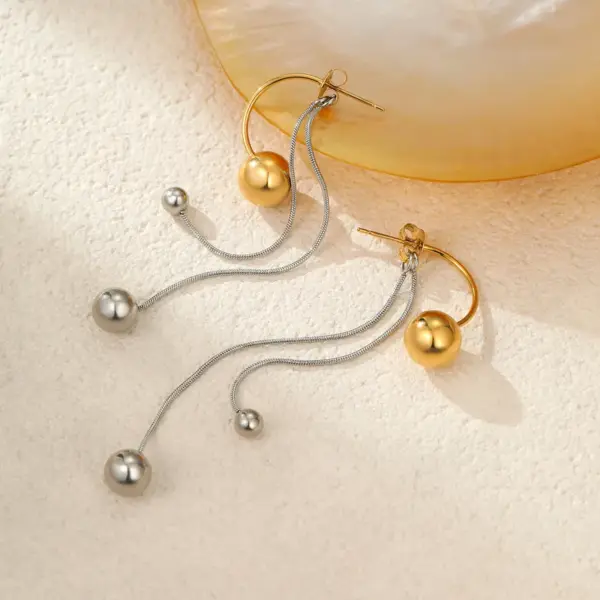 Wholesale PVD Coated Real Gold Plated Round 304 Stainless Steel Modern Style Simple Style Waterproof Non Tarnish Earrings