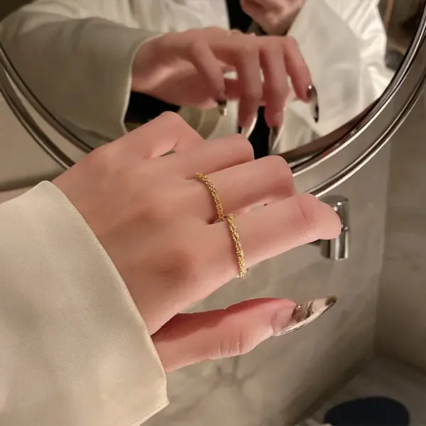 Wholesale Simple Style Solid Color Titanium Steel Plating Gold Plated Rings