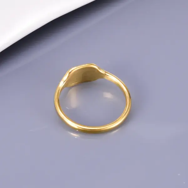 Wholesale 304 Stainless Steel Solid Color PVD Coated 18K Real Gold Plated Simple Style Waterproof Non Tarnish Plating Gold Rings