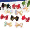 Wholesale Acrylic Fine Flash Gold Bow Beaded Double Tie Beads Mobile Phone Chain Keychain DIY Jewelry Accessories