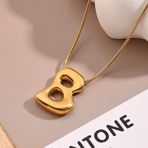 Wholesale Jewelry Casual Modern Style Simple Style Letter 304 Stainless Steel 18K Gold Plated Handmade Polishing Snake Chain Pendant Necklace
