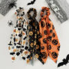 Wholesale Hot-selling Halloween ribbon hair tie, new style, funny pumpkin satin print, women's ponytail scrunchie hair accessory