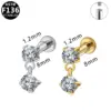 Wholesale 1 Piece Ear Cartilage Rings & Studs Simple Style Classic Style Water Droplets Pure Titanium Titanium Alloy Zircon White Gold Plated