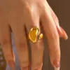 Wholesale Ion Plating (IP) 18K Gold Plated Irregular 304 Stainless Steel Simple Style IG Style Waterproof Non Tarnish Open Rings