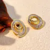 Wholesale PVD Coated Real Gold Plated 18K Gold Color Block 304 Stainless Steel Elegant Classic Style Waterproof Non Tarnish Ear Studs