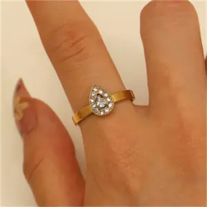 05 18K Real Gold (Small Water Drop) a-335 / Adjustable Opening / 1 Piece