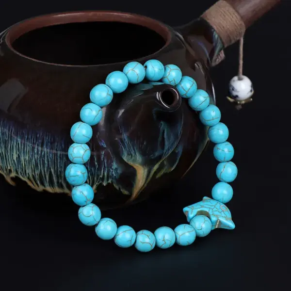 Wholesale Retro Color Block Dolphin Natural Stone Turquoise Women's Bracelets 1 Piece