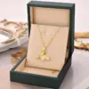 Wholesale Real Gold Plated Heart Shape Wings 304 Stainless Steel Fashion Waterproof Non Tarnish Necklace