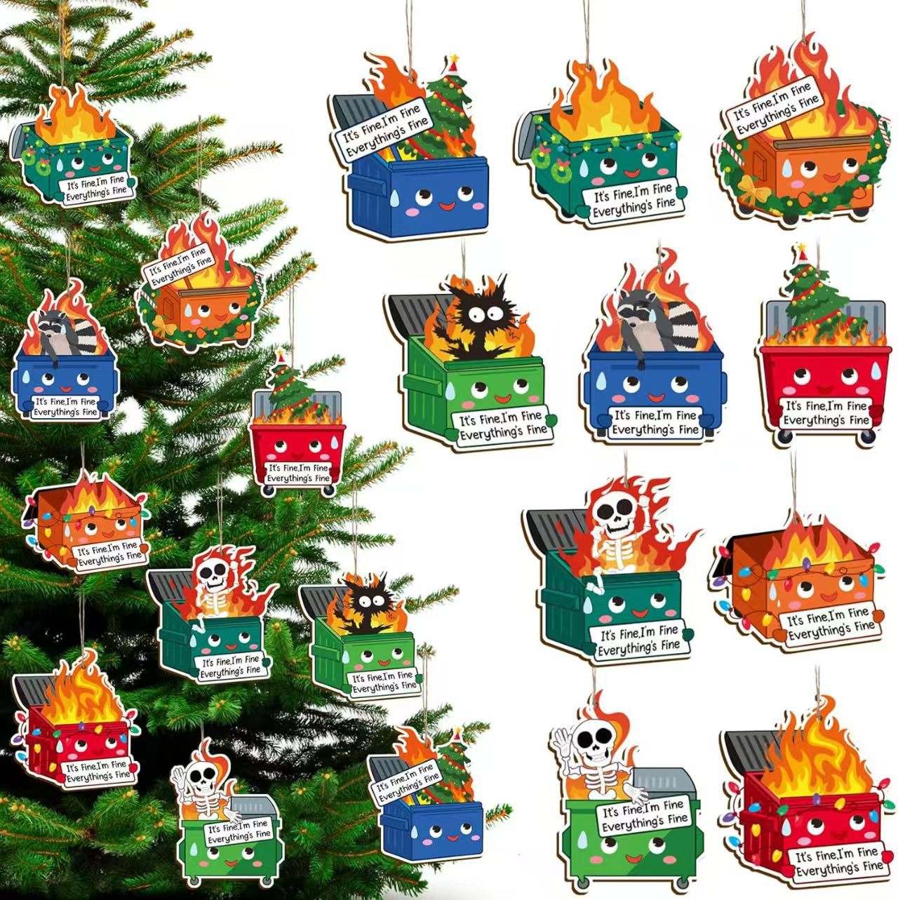 Wholesale Wooden trash can fire safety ornaments