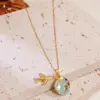 Wholesale 304 Stainless Steel Plastic Copper Earth Travel Ion Plating (IP) 18K Gold Plated Vintage Style Classic Style Cable Chain Pendant Necklace