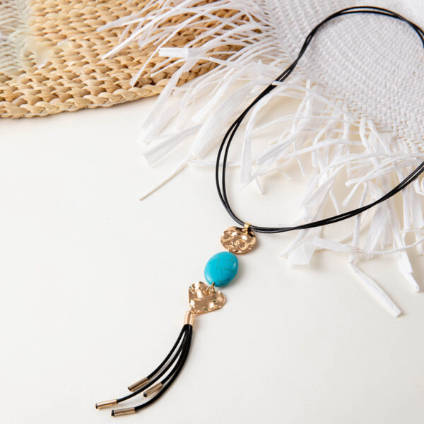 Wholesale Vintage Turquoise Pendant Sweater Chain Long Tassel Necklace