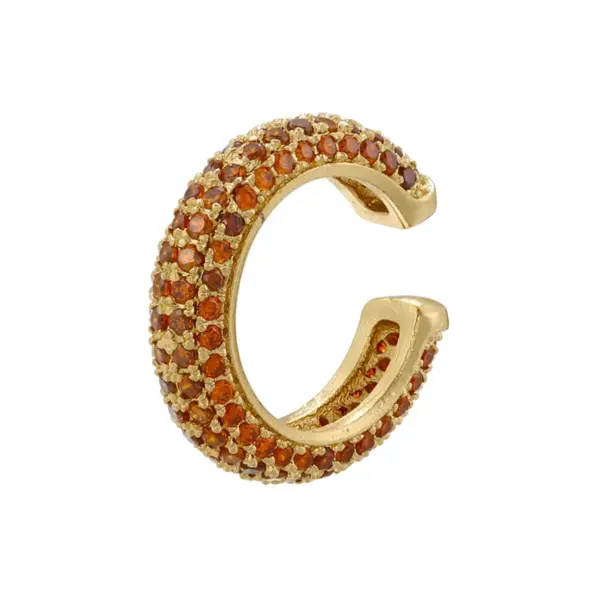 Wholesale 1 Piece Elegant Luxurious Shiny C Shape Plating Inlay Copper Zircon 18k Gold Plated Ear Cuffs