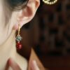 oly-fbbb2bd5d8c7688e08e6f38efc734adf Wholesale Arrival Cinnabar Lotus Earrings Women's Red Style Vintage Burned Blue Enamel Purple Gold Beads Earrings Earrings