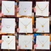 Wholesale Jewelry Fashion Four Leaf Clover Heart Shape Titanium Steel Shell Zircon Plating Inlay Pendant Necklace