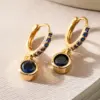 Wholesale 1 Pair Simple Style Commute Water Droplets Plating Inlay Copper Zircon 18k Gold Plated Earrings