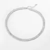 Wholesale Fashion Full Diamond T Square Diamond Chain Necklace Copper Jewelry Wholesale