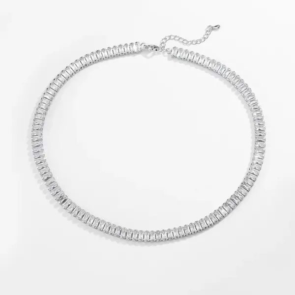 Wholesale Fashion Full Diamond T Square Diamond Chain Necklace Copper Jewelry Wholesale