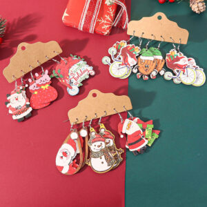 oly-fbc2ef6b876e5d3c76924d6bfcfa0404 Wholesale Christmas painted wooden Santa Claus earrings