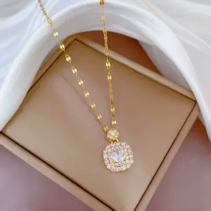E418 White Titanium Steel Chain Copper Pendant
