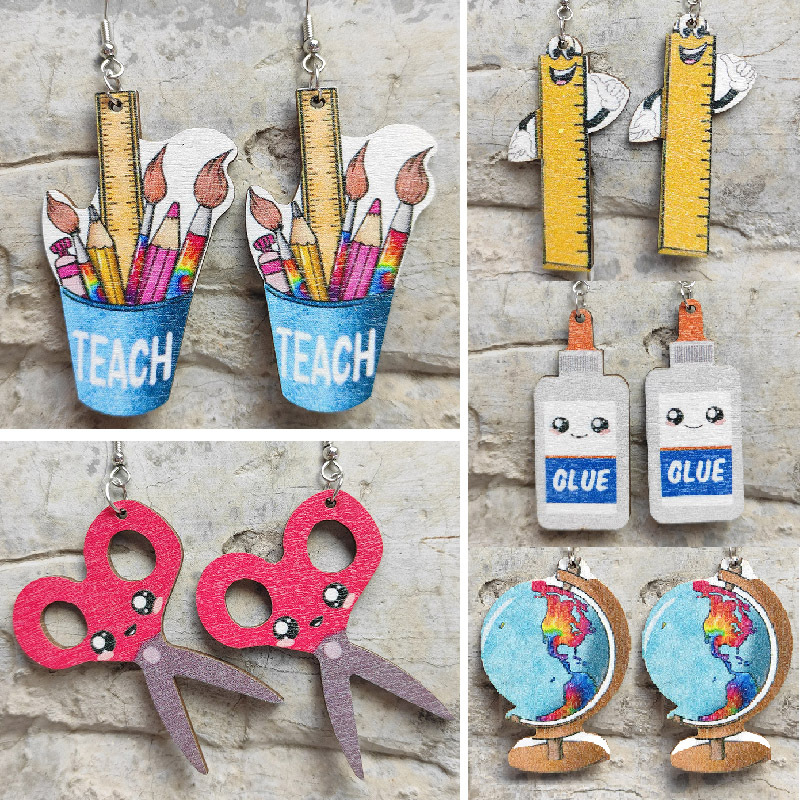 Wholesale Wooden teaching aid earrings