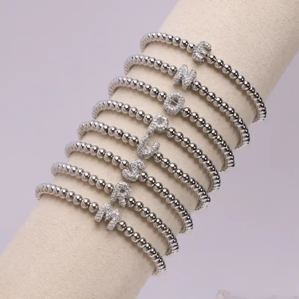Wholesale Jewelry Simple Style Letter Copper Zircon Inlay Bracelets Beaded Chain