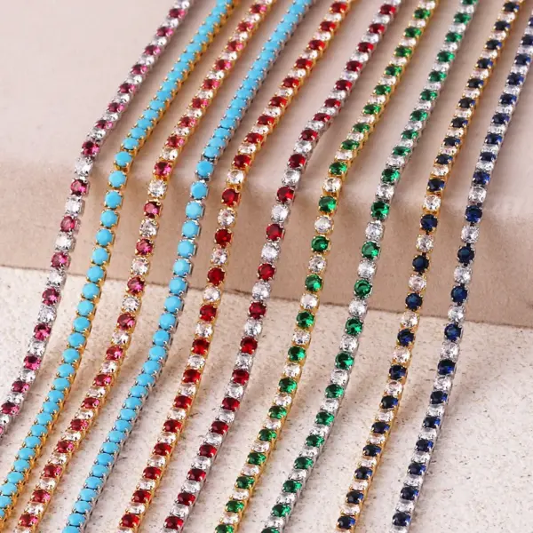 Wholesale Copper Inlay Solid Color Zircon Copper Necklaces